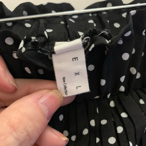 EXLURA Black & White Polka‎ Dot Pleated Ruffle Midi Skirt - Picture 9 of 13